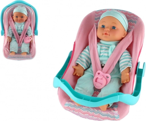 Dukke-baby med blødt krop i bæresele med sut 30 cm