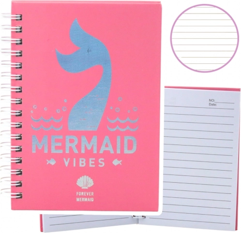 Notesbog med holografisk motiv, pink, A6-format, 80 ark