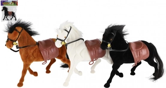 Hest med plys-overflade og sadel 22 cm