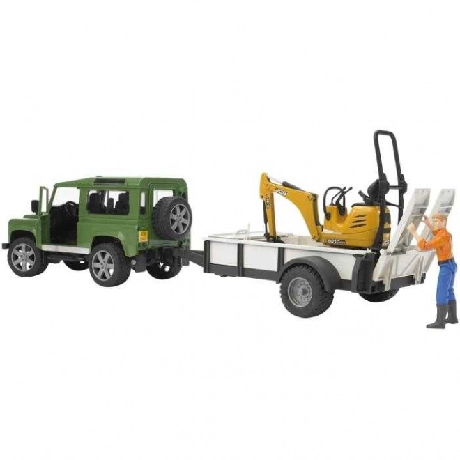 Legetøjssæt Bruder SUV og JCB minigraver med trailer