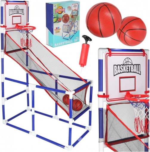 Bærbart basketballsæt med to bolde og pumpe