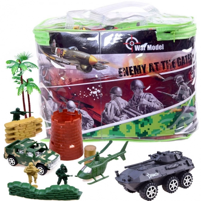 Stor militærsæt med tanks og soldaterfigurer