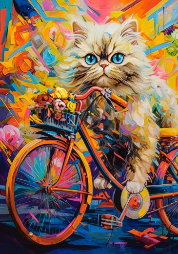 Puslespil Kat på Cykel