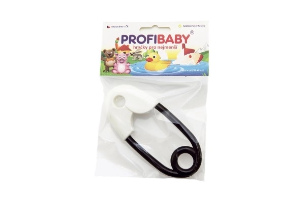 Rangle sikkerhedsnål sort/hvid plast 12 cm ass. 2 typer i pose 0m+