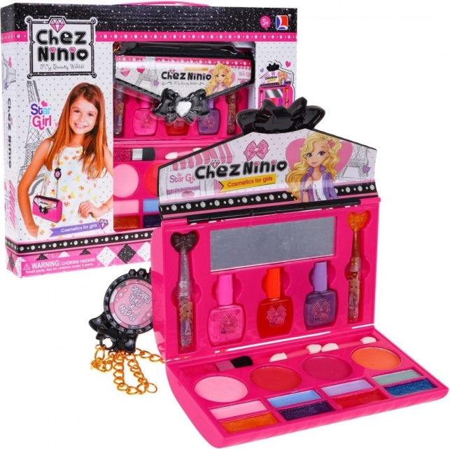 CHEZ NINIO børnemakeup-sæt i lyserød taske 5+