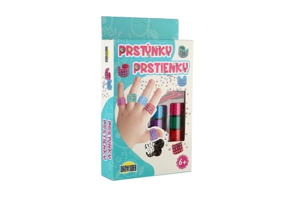 Kreativt ringsæt af plast i æske 12x21x3,5cm 12 stk i boks