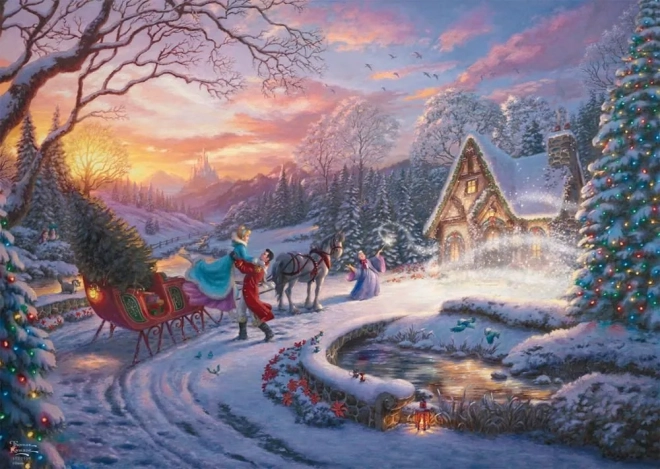 Puzzle Disney: Askepot med prinsen til jul 1000 brikker