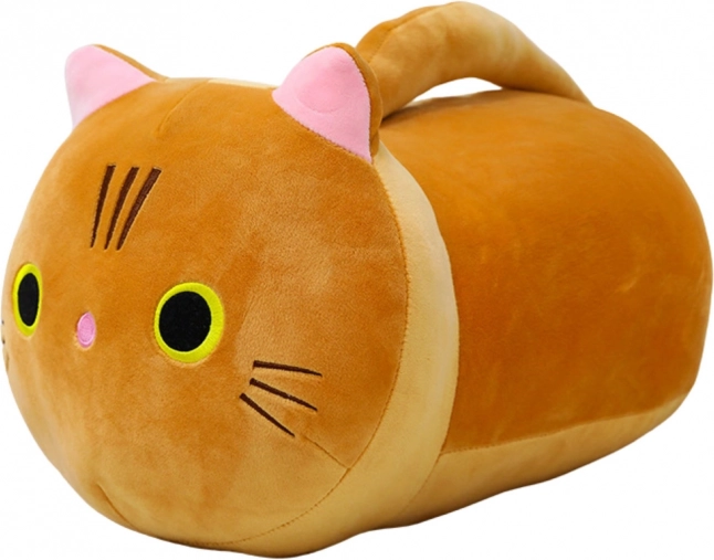 Plysset krammedyr kat med lang hale rustfarvet 40 cm