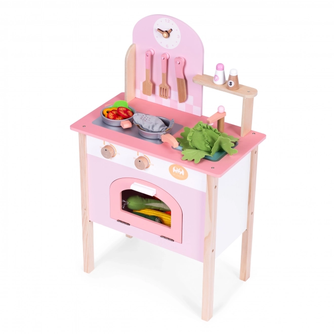 Børnekøkken lyserød med 8 tilbehør ECOTOYS