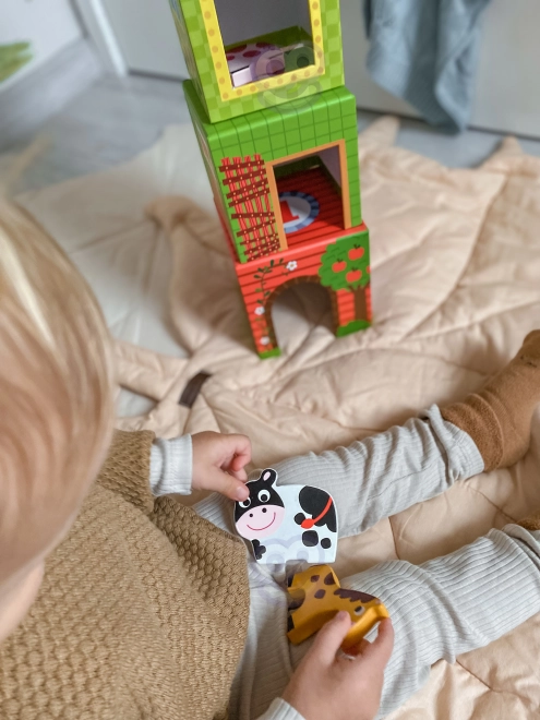 Woopie grøn gård puslespil med klodser og figurer