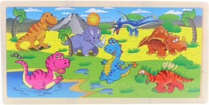 Træpuslespil dinosaurer 96 brikker