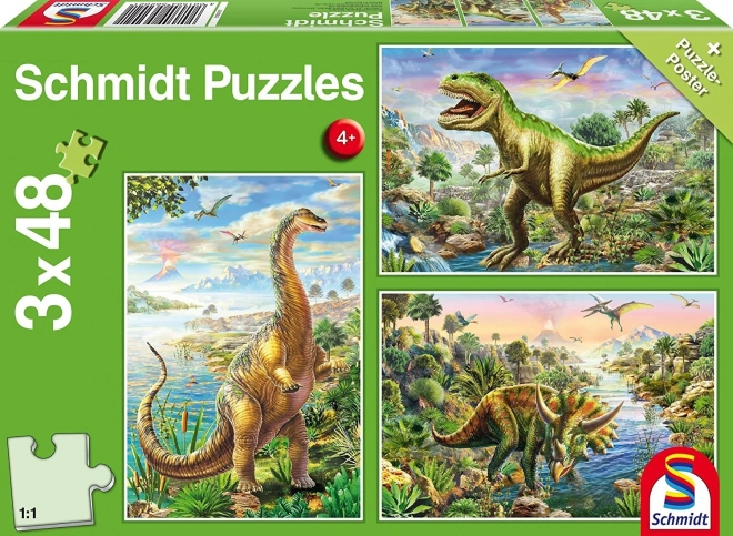 Schmidt puslespil Dinosaur-eventyr 3×48 brikker