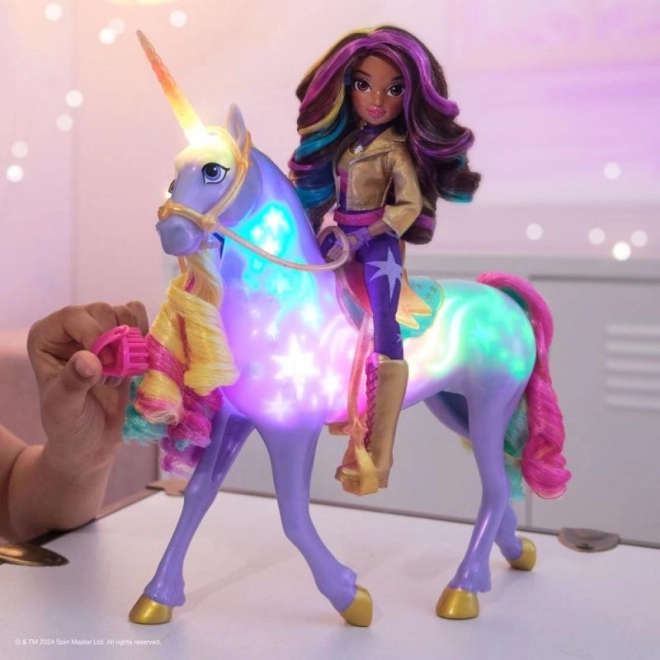 UNICORN AKADEMIET LYSENDE ENHJØRNING WILDSTAR MED DUKKEN SOPHIA 24cm