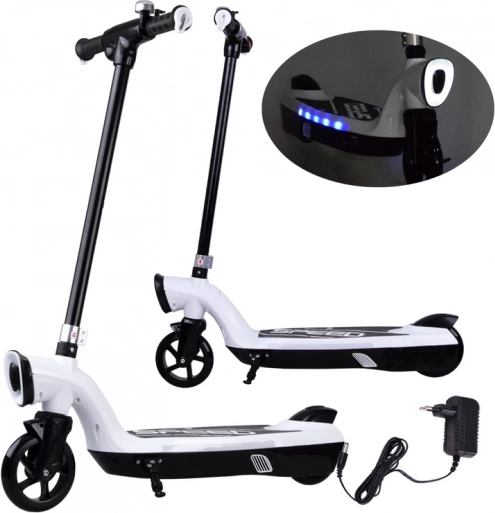 Elektrisk scooter med LED-belysning – Hvid