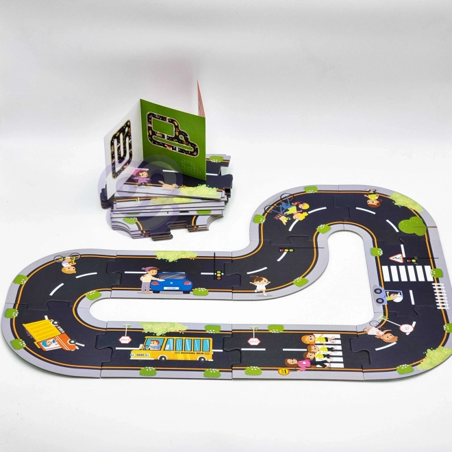Woopie Green bypuzzle til børn - Racerbane