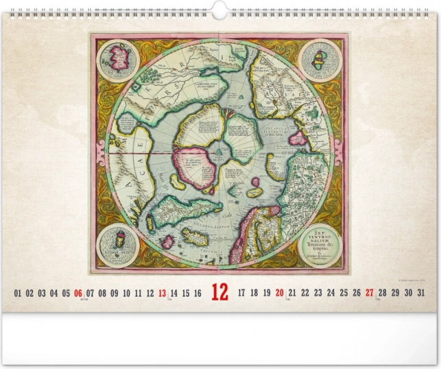 Vægkalender Gamle kort 2026