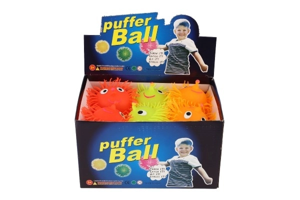 Fjerbold gummibold antistresslegetøj 8,5 cm med lys på batteri op til 6 farver