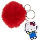 Nøglering med fluffig pompon Hello Kitty