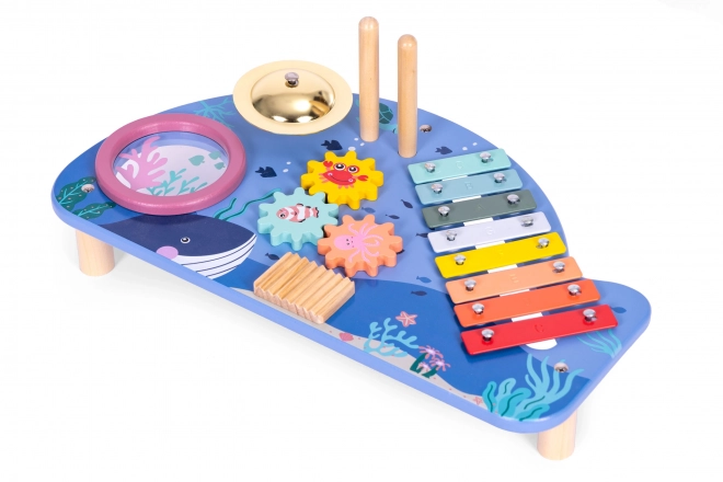 Musikbord med xylofon, bækkener, tamburin og rangle havverden ECOTOYS