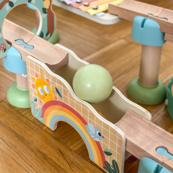 Træ kuglebane med xylofon Tooky Toy 44 stk.