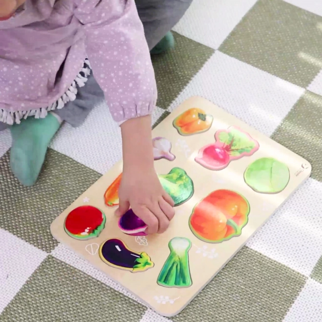 Træ Montessori puslespil med grøntsager
