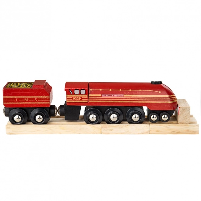 Bigjigs Rail replika af lokomotivet Duchess of Hamilton + 3 skinner