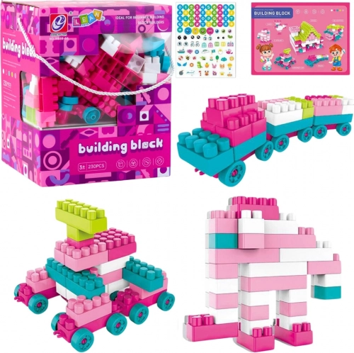 Rumlige byggeklodser i pastelfarver 230 stk pink
