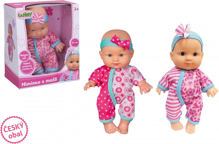 Dukkebaby med sløjfe 23 cm – tjekkisk emballage