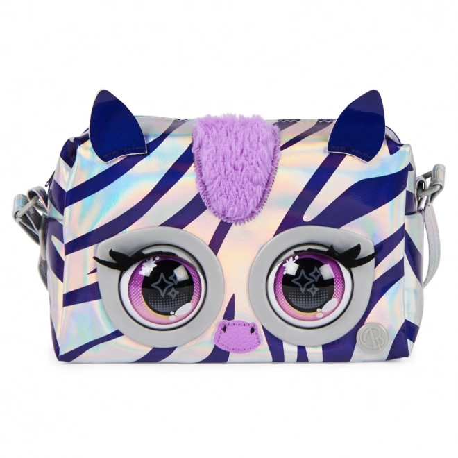 Metallisk interaktiv håndtaske Purse Pets zebra