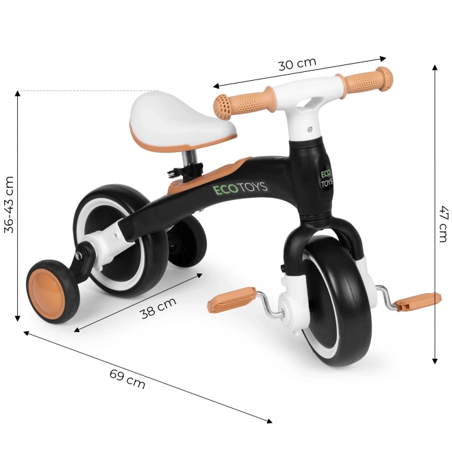 Løbecykel med pedaler og støttehjul sort ECOTOYS