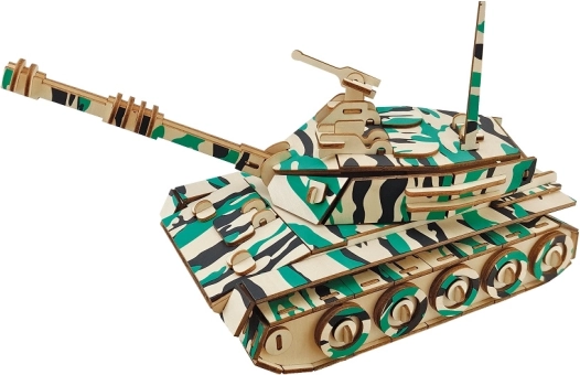 Woodcraft træ 3D-puslespil – stor tank