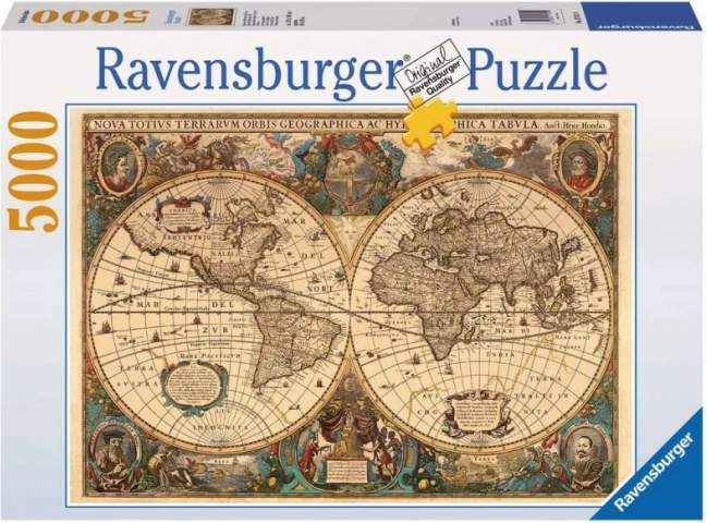 Ravensburger puslespil gammel verdenskort 5000 brikker