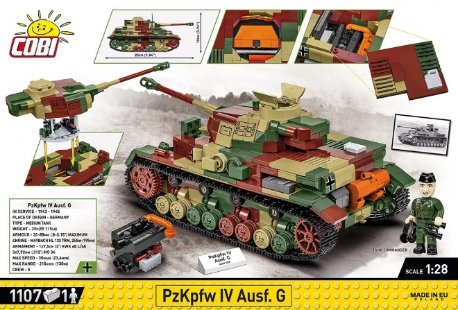 Byggesæt WWII Panzerkampfwagen IV Ausf. G fra 1107 dele