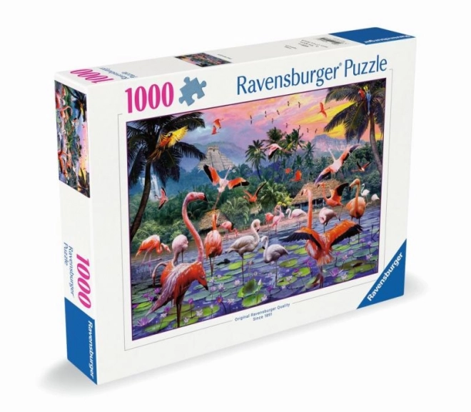 Rosa flamingo puslespil 1000 brikker