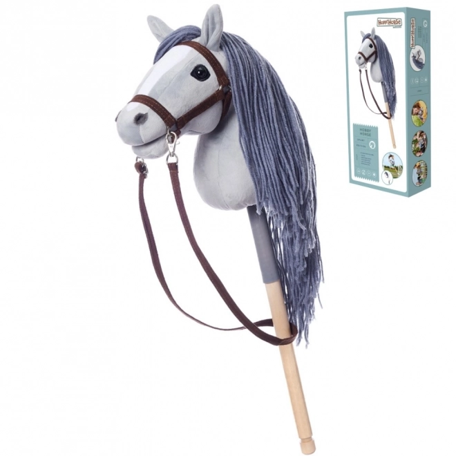 HOPPIHORSE hest på pind hobbyhest størrelse A4 grå