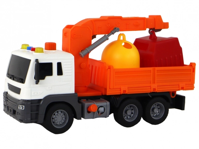 Skraldebil med kran Tredobbelt drev Orange 1:16
