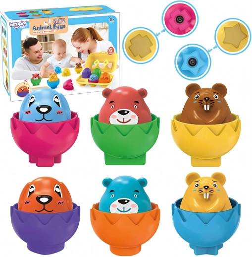 Sorter Montessori Glade Dyrevenner Æg 6 stk Woopie