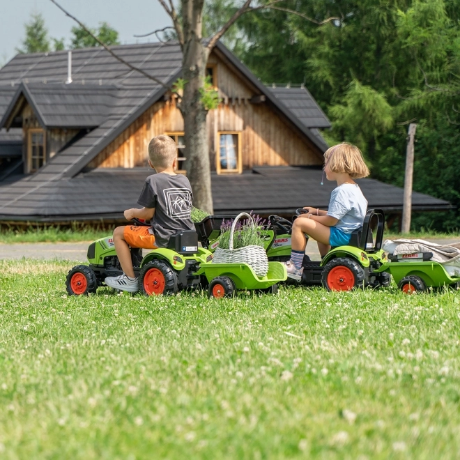 Træde-traktor Claas Arion 410 med trailer grøn