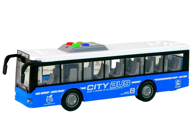 Interaktiv batteridrevet bus med lys og lyde blå 1:16