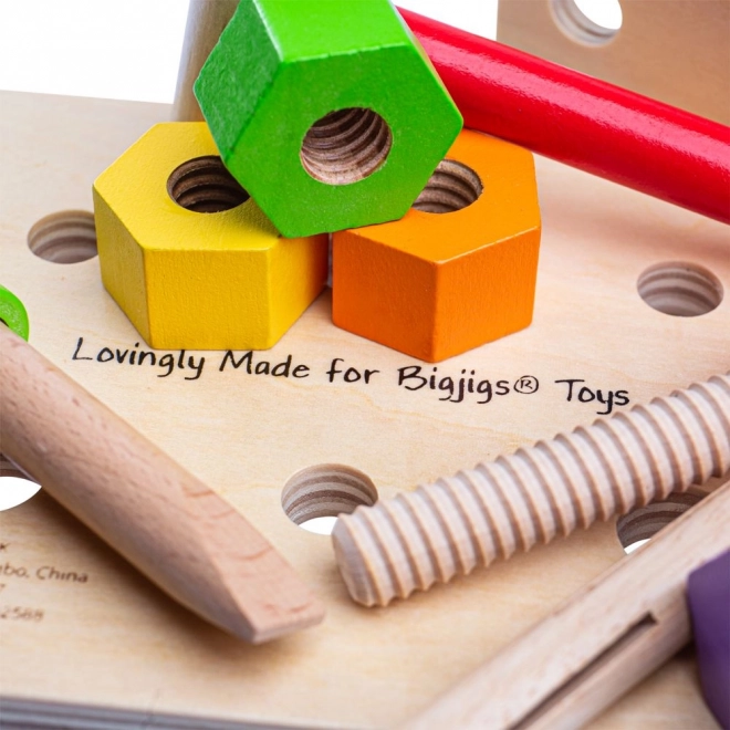 Træværksted og værktøjskasse 2i1 Bigjigs Toys