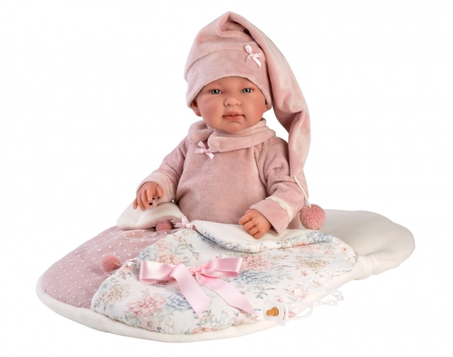 Llorens 84450 NYFØDT - realistisk dukke baby med lyde og blødt stoflegeme - 44 cm