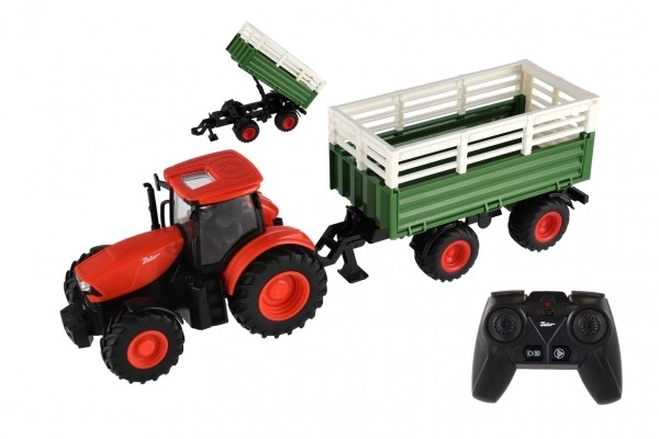 Traktor Zetor RC med trailer plast 42cm 2,4GHz genopladelig pakke + batterier med lyd i kassen