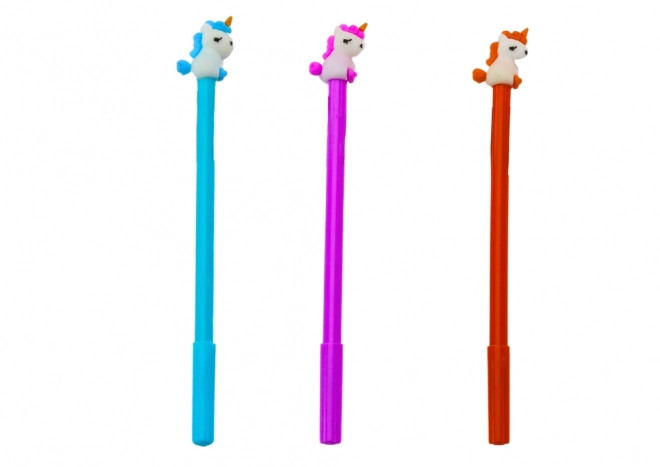 Kuglepen Enhjørning Stopper Sort Spids Mix Lilla Orange 0,5 mm