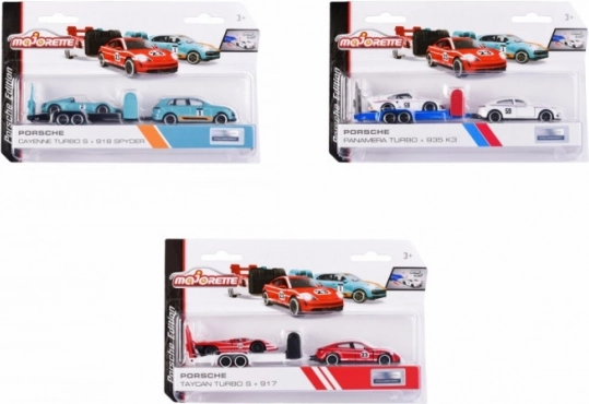 Majorette Porsche med trailer, mix af 3 varianter