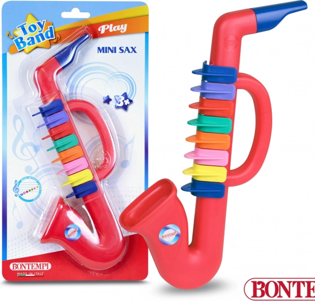 Børns rød plastisk saxofon med 8 knapper