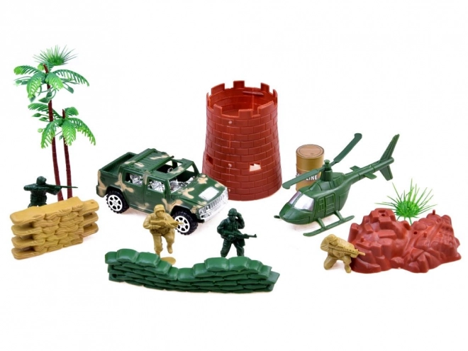 Stor militærsæt med tanks og soldaterfigurer