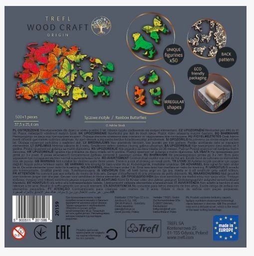 Træpuslespil Trefl Wood Craft Regnbue sommerfugle 501 brikker