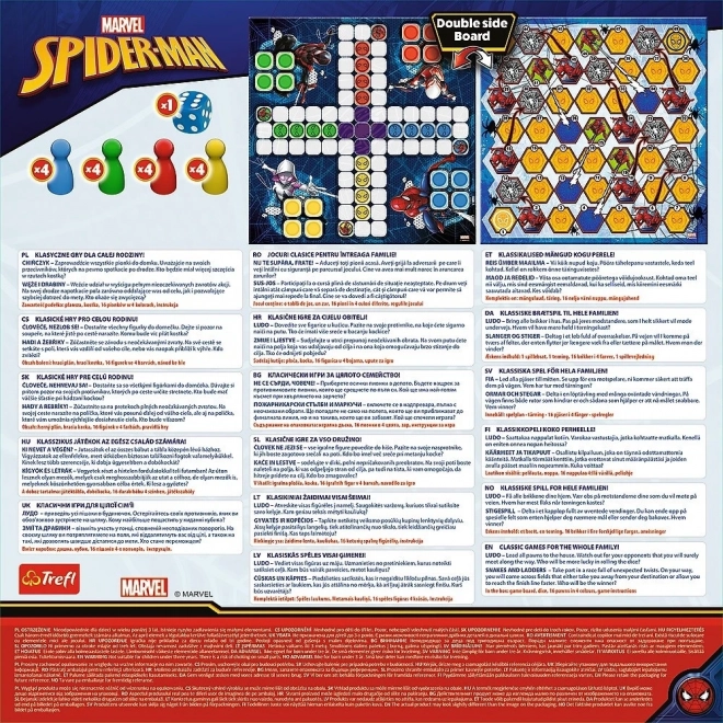 Sæt med 2-i-1 spil Ludo, Slanger og Stiger Spider-Man i æske 25x25x5,5cm