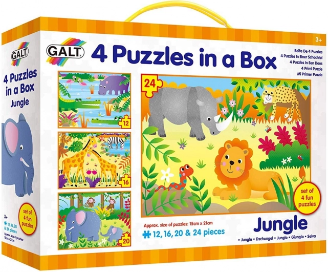 Jungle-puslespil 4 i 1 (12, 16, 20, 24 brikker) GALT