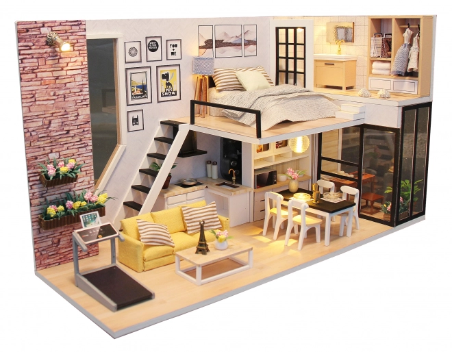 Ni miniaturer af huse - Lykkens hus